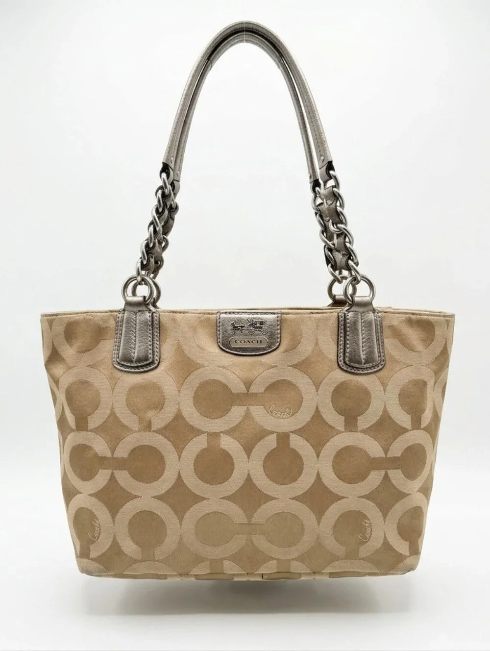 Coach Madison Op Art Signature Chain Strap Tote